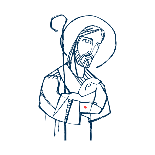 Jesus Christ Good Shepherd hand drawn illustration by bernardojbp