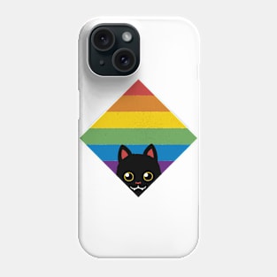 Peeking Cat Rainbow Pride Square Flag by Tobe Fonseca Phone Case