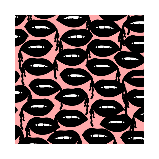 Bloody Lips Pattern in Pink by notsniwart