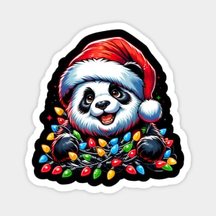 Panda Santa Christmas Light Christmas Panda Pajamas Magnet