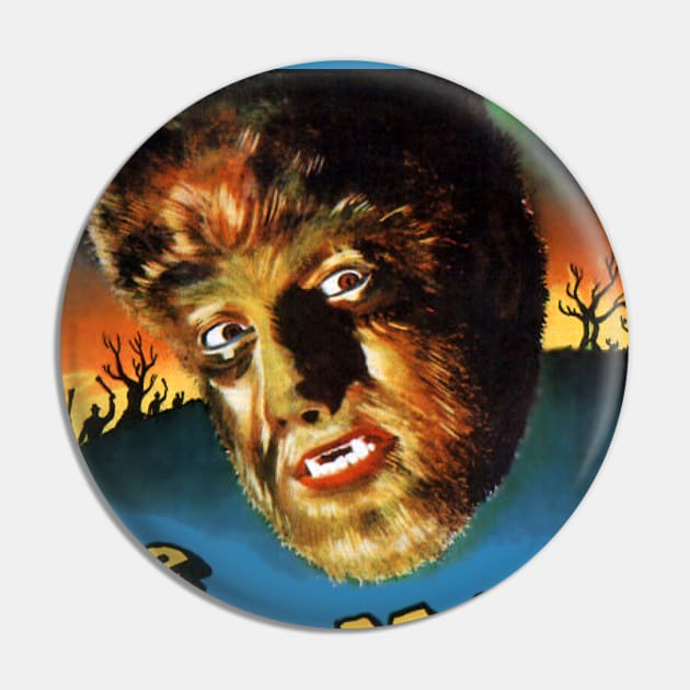 Classic Horror Movie Poster - The Wolf Man Pin by Starbase79