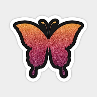 Red Orange Ombre Faux Glitter Butterfly Magnet