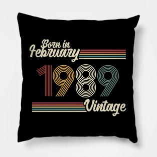 Vintage Born in February 1989 Pillow