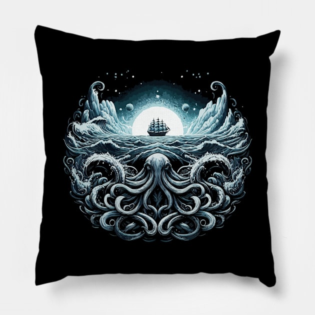 Deep Ocean Kraken Pillow by katzura