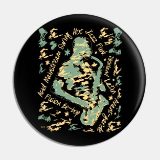 Saxophone Musician With Jazz Genres Creative Style Pin