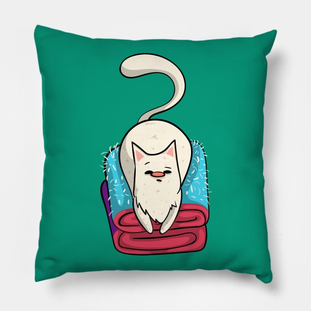 White Cat - Fur Shedder Design Pillow by KPrimeArt
