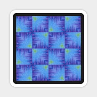 Tie Dye Blue and Green Groovy Check Pattern Magnet