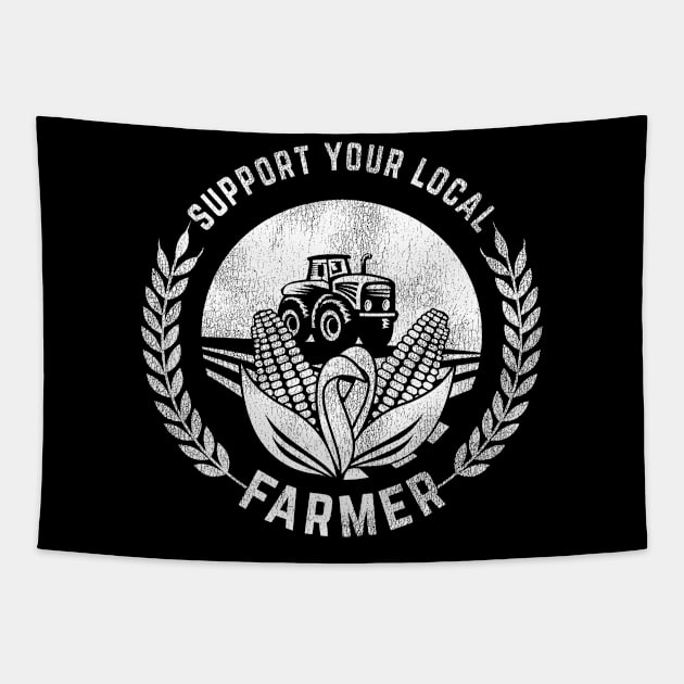 Support Your Local Farmer Retro Farm Tapestry by shirtsyoulike