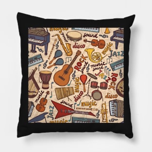 Band Instruments Seamless Music Pattern Pillow