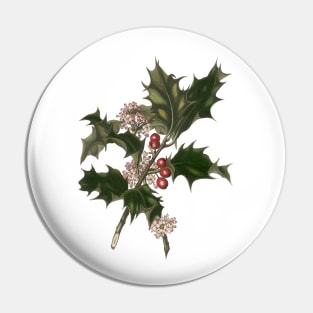 Vintage Christmas Holly Branch Pin