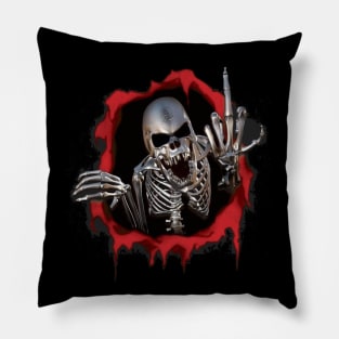 Skeleton Middle Finger Pillow