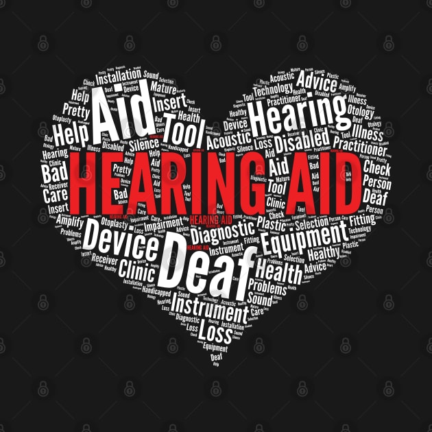 Hearing AID Heart Shape Word Cloud Design for doctors graphic by theodoros20