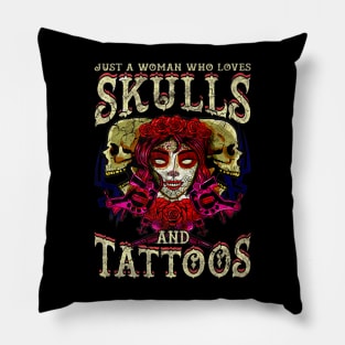 Skulls Tattoos Quotes Humor Pillow