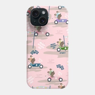 Ready to race mouse pattern on pink background Phone Case