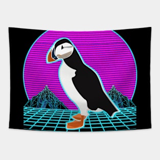 Puffin Vaporwave Outrun Retro 80s Style Tapestry