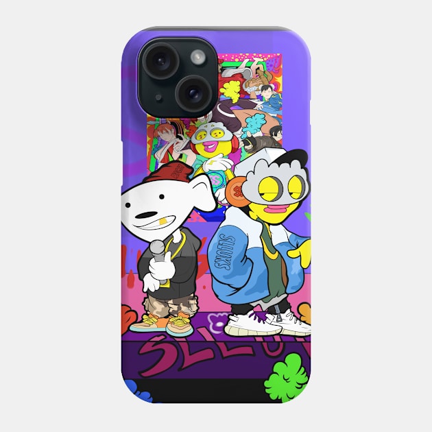 Dope Slluks character with cool dog chilling illustration Phone Case by slluks_shop