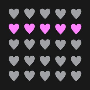 Pink and Gray Heart Design T-Shirt