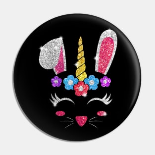 Rabbit Bunny Unicorn Easter day 2019 Shirt Gift Girl Kid Pin