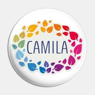 Camila name with colorful leaves Pin