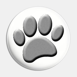 Newsprint Halftones Cartoon Dog Paw Prints Pin