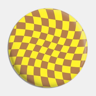 Twisted Checkered Square Pattern - Yellow & Brown Pin