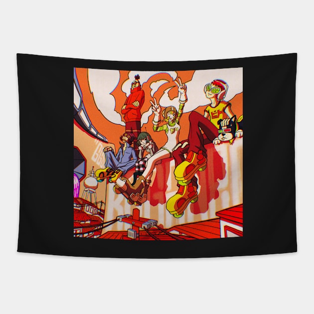 Jet Set Radio - Kogane Cho Sunset Full Color Tapestry by barbes-artworks