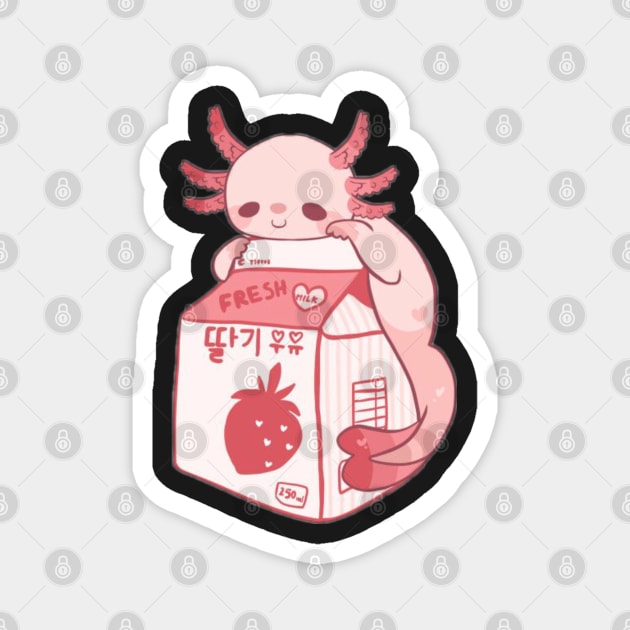 Cute Snaxolotl Kawaii Axolotl - Kawaii Cottagecore Aesthetic Magnet by starnish