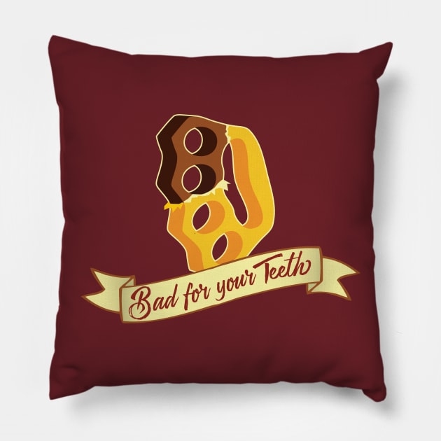 Bad for your Teeth - Chocolate Brass Knuckles Pillow by kgullholmen