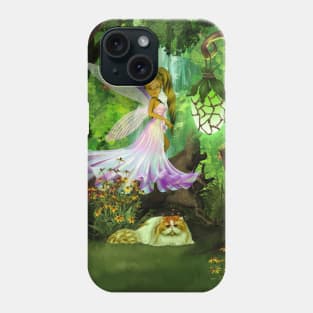 Cute little fairy wth her cat Phone Case