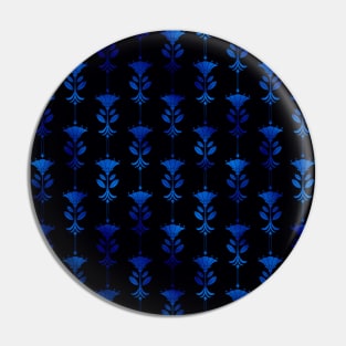 Damask Motifs in Black and Classic Blue Vintage Faux Foil Art Deco Vintage Foil Pattern Pin