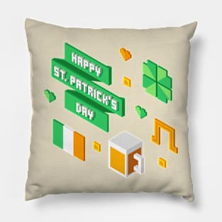 St. Patrick's Day Gamer Pixelated Pillow