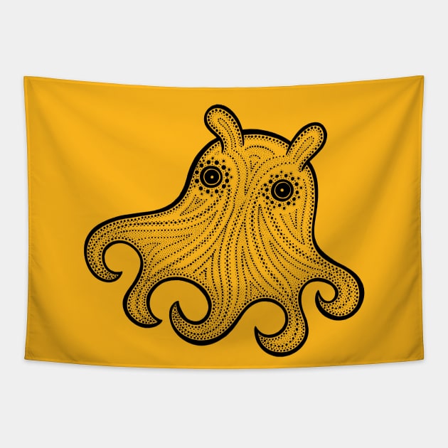 Super Cute Dumbo Octopus Ink Art Drawing Tapestry by Green Paladin