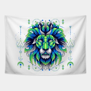 lion head graphic Tapestry