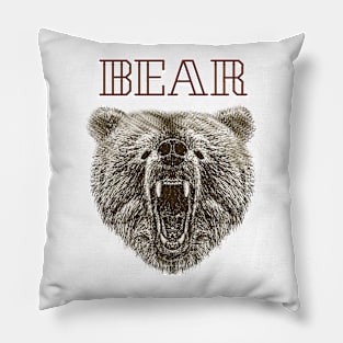 Bear Drawing Animal Style Pillow