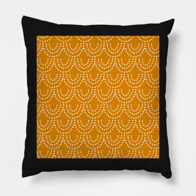 Dotted Scallop in Orange Pillow by latheandquill