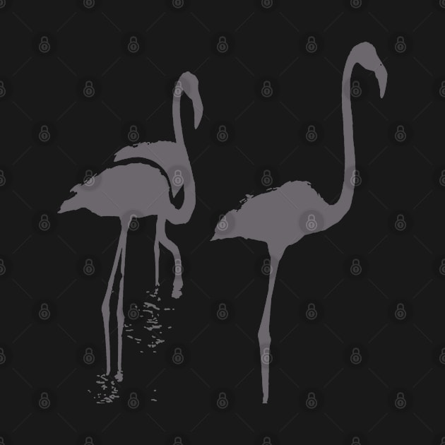 Minimalistic Three Flamingos Grey Silhouette by taiche