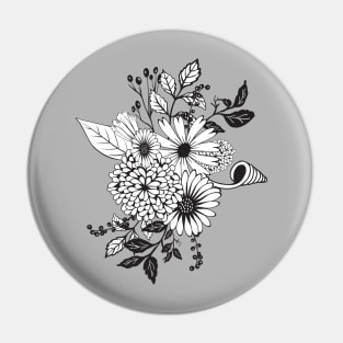 Wonderful flowers in black and white Pin