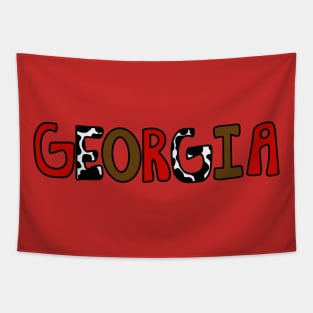 Georgia cowprint wordart Tapestry