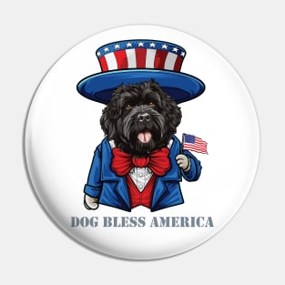 Funny 4th of July Bouvier des Flandres Dog Bless America Pin