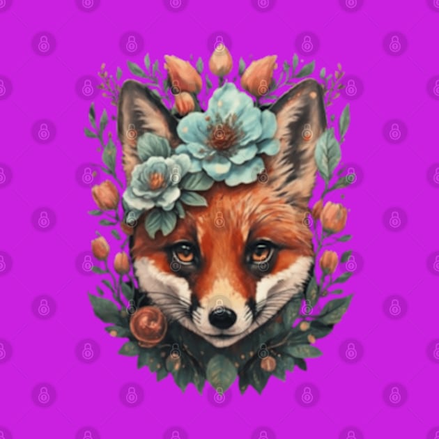 Cute floral fox gift ideas, floral fox kids tees, fox kids hoodies, fox stickers by WeLoveAnimals