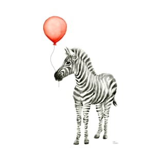 Zebra with Red Balloon T-Shirt