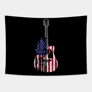 Guitar Lover USA flag Merica 4th july Guitar Tree Art Music Tapestry