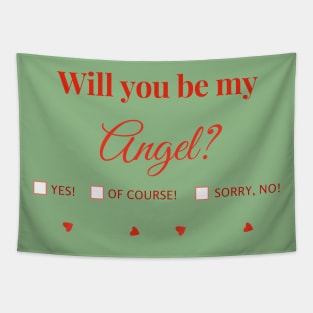 Romantic Query: 'Will You Be My Angel?' with Checkbox Responses | Love & Choices Tapestry