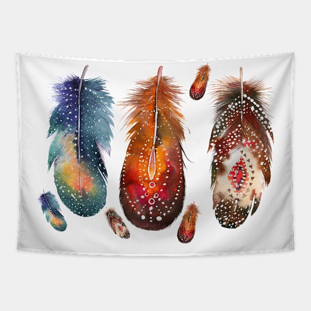 Feathers Indian Native Pride Indigenous Native American Tapestry by CardRingDesign