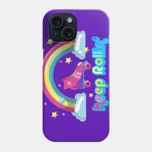 Keep Rolling Roller Skating Rainbow Seventies Style Phone Case