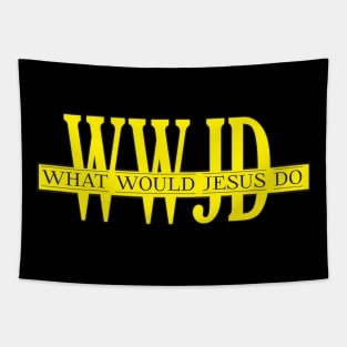 WWJD What would Jesus do yellow Tapestry