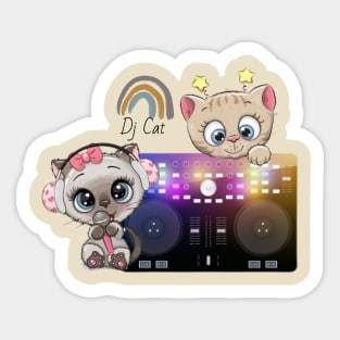 DJ Cat with music notes Sticker for Sale by Aneta Kmieć