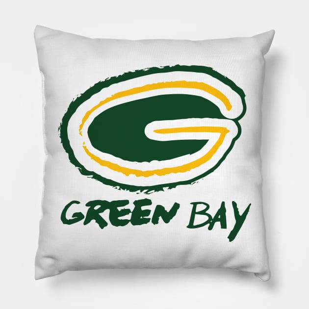 Green Bay Packeeeers 06 Pillow by Very Simple Graph