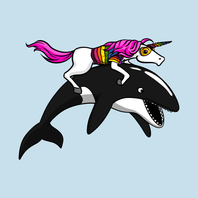 Unicorn Riding Orca Killer Whale Magical Party - Unicorn Riding Orca