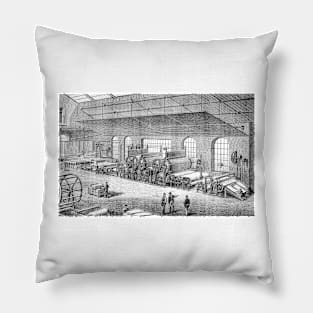 19th Century paper factory, illustration (C037/9377) Pillow